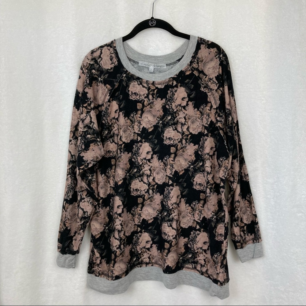 Taylor & Sage Women’s Black & Dusty Rose Lounge Wear Sweatshirt sz Small